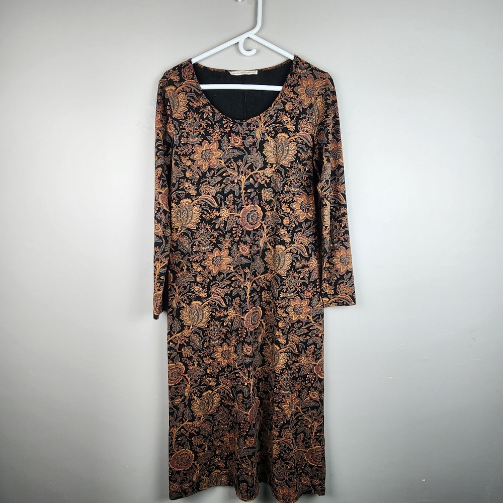 Peruvian Connection Dynasty Floral Cotton Jersey Midi Dress Size Medium